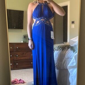 Blue beaded prom dress new with tags